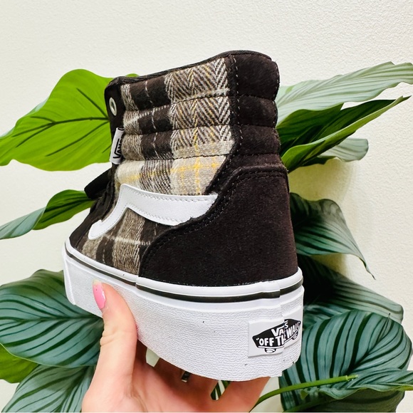 🍂NEW🤎 Vans Filmore High Plaid Brown Platform Sneakers - Picture 4 of 7